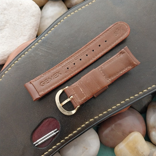 Padded Shell Cordovan Brown Short 16mm Gemex nos Unused 1950s Vintage Watch Band