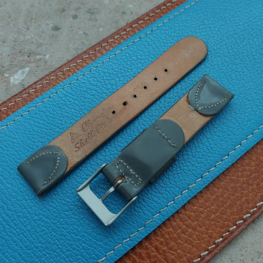 Short Gray Shell Cordovan 5/8 1950s Vintage Watch Strap & Matte Buckle