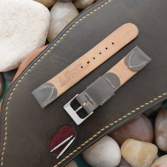 Short Gray Shell Cordovan Unused 5/8" 1950s Vintage Watch Band & Matte Buckle