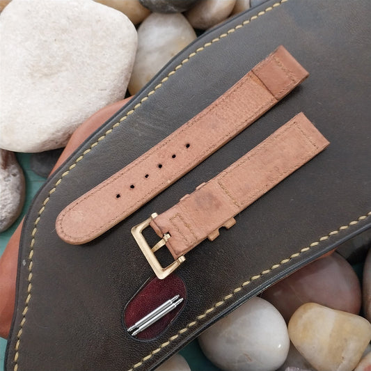 1940s 16mm Patina Pigskin Classic Double-Keeper Unused nos Vintage Watch Band