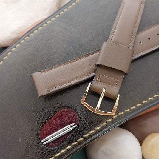 5/8" Brown Saddle Leather 1-Keeper Classic nos 1950s Unused Vintage Watch Band
