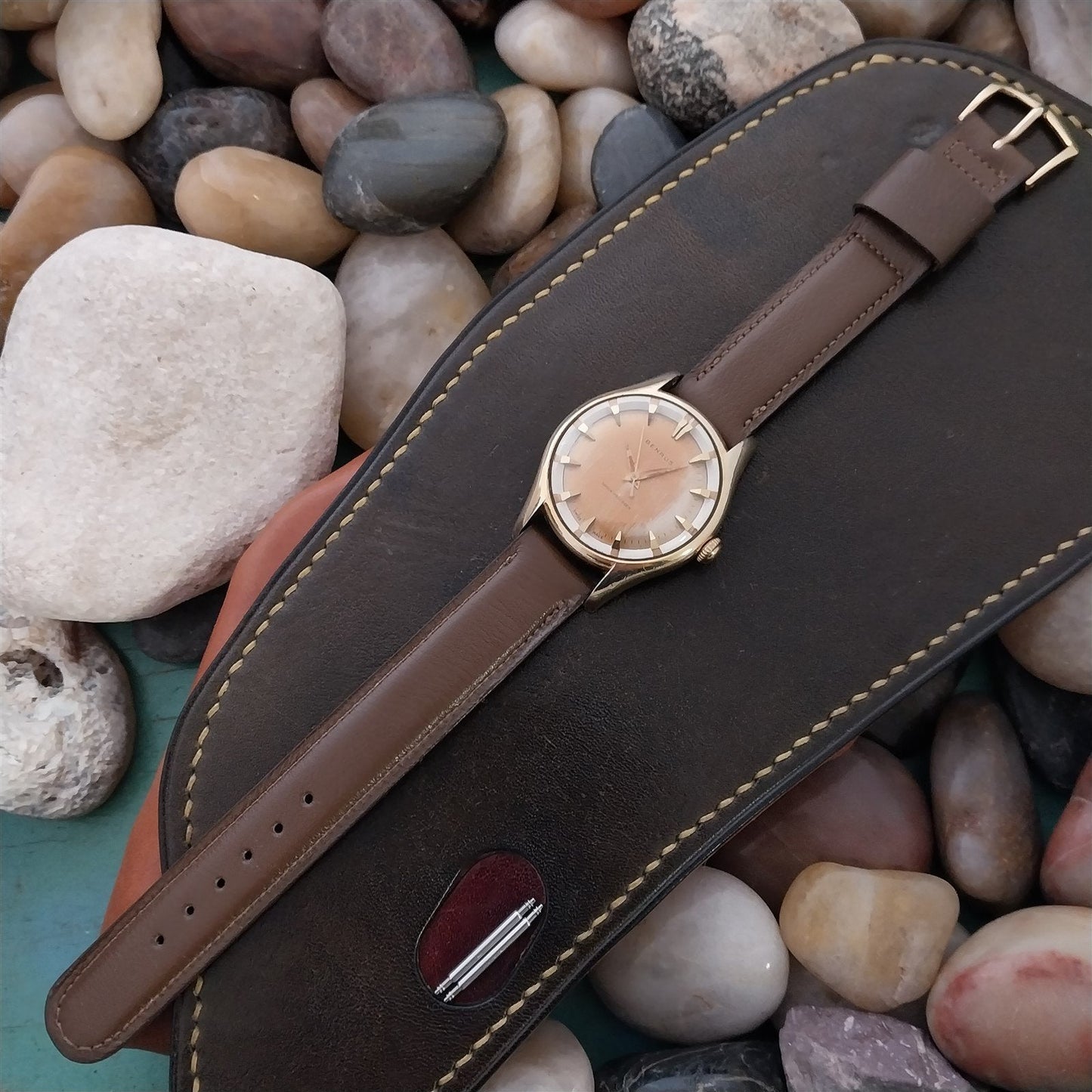 5/8" Brown Saddle Leather 1-Keeper Classic nos 1950s Unused Vintage Watch Band