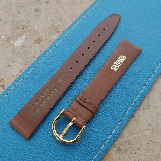 16mm Sahara Swiss Tapered Brown Calfskin Leather nos Unused Vintage Watch Strap
