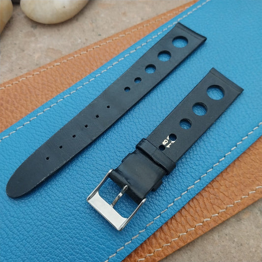 18mm Rally GT Black Tapered Leather Hirsch Classic nos Unused Vintage Watch Band