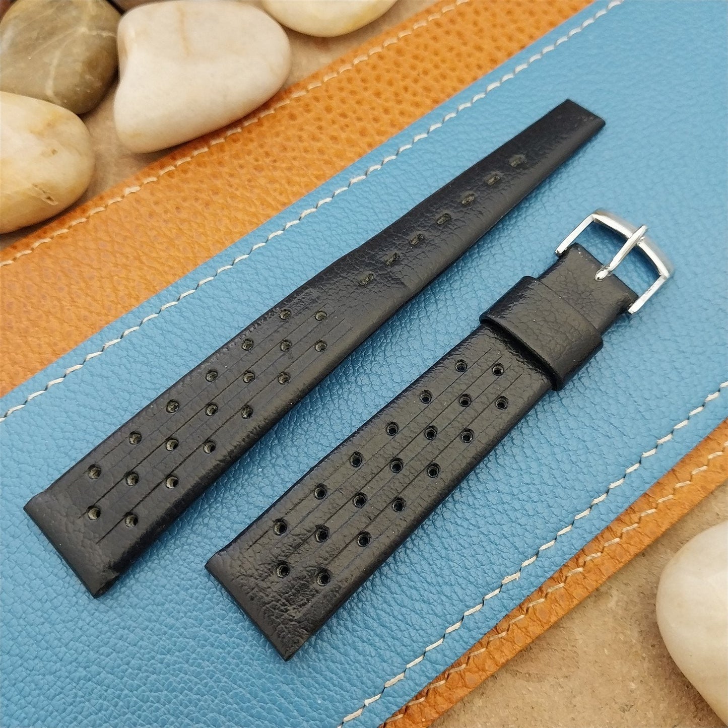 18mm Perforated 18/14 Tapered Calfskin Classic nos 70s Unused Vintage Watch Band