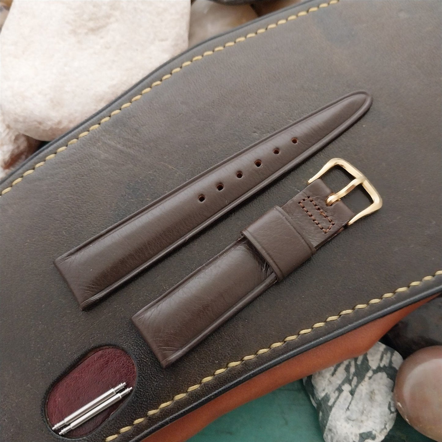 5/8" Kreisler Short Brown Calfskin Classic Tapered Unused 60s Vintage Watch Band