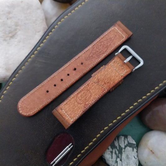 1950s Elgin Logo Buckle & 5/8" Short Veg-Tan Calf Unused nos Vintage Watch Band