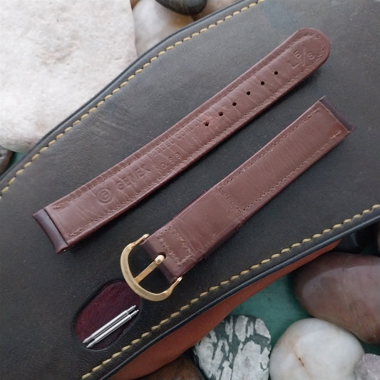 Padded Shell Cordovan Brown 5/8" Gemex Long Unused nos 1950s Vintage Watch Band