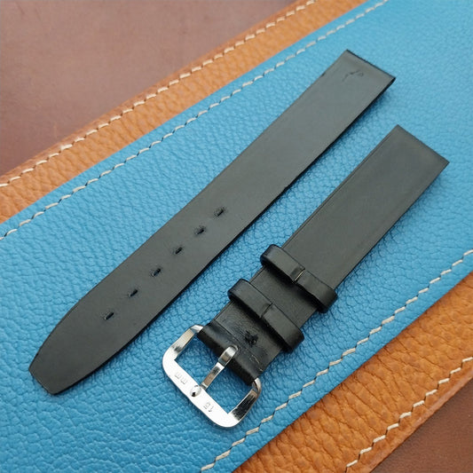 1960s 5/8" Black Leather Classic Tapered 2-Keeper Unused Vintage Watch Strap