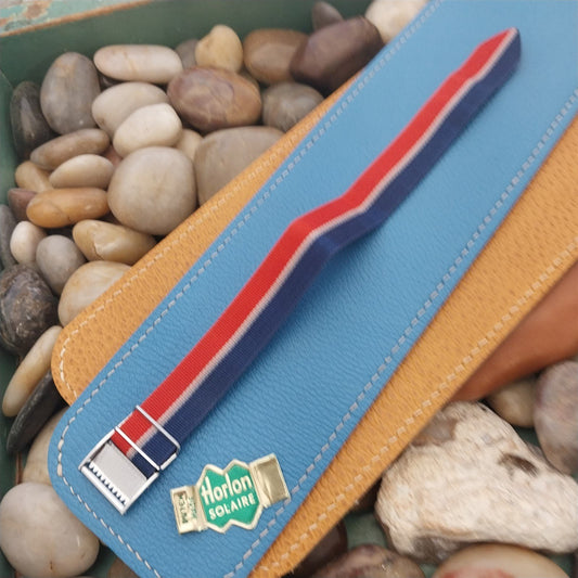 18mm Striped Perlon Reversible Locking Buckle Classic 1960s Vintage Watch Band