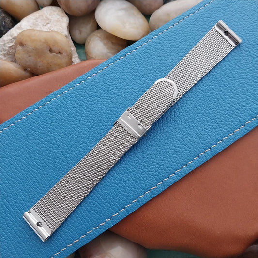 Vintage 17.2mm Stainless Steel Mesh Unused Flat-End Classic nos 1970s Watch Band