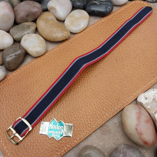 Vintage 16mm Striped Perlon Classic 1-Piece Reversible Unused 1960s Watch Band