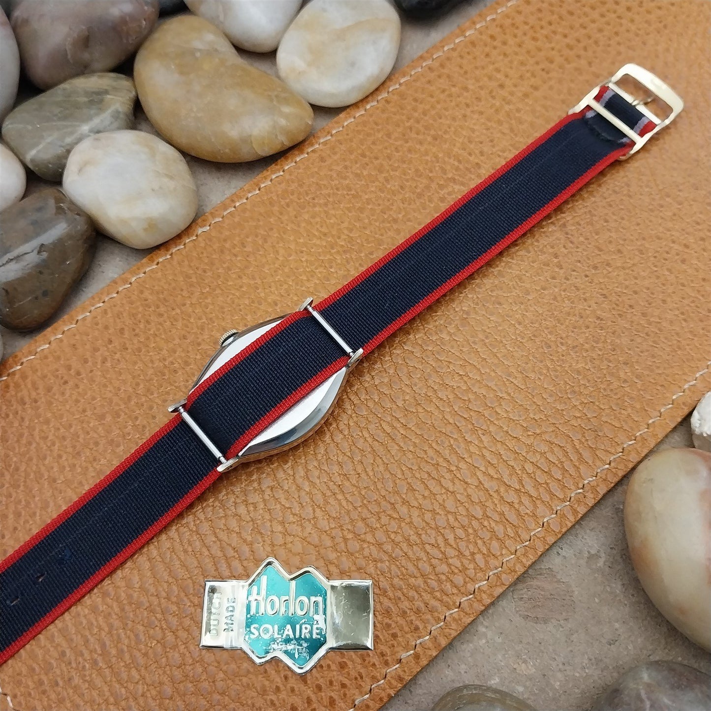 Vintage 16mm Striped Perlon Classic 1-Piece Reversible Unused 1960s Watch Band