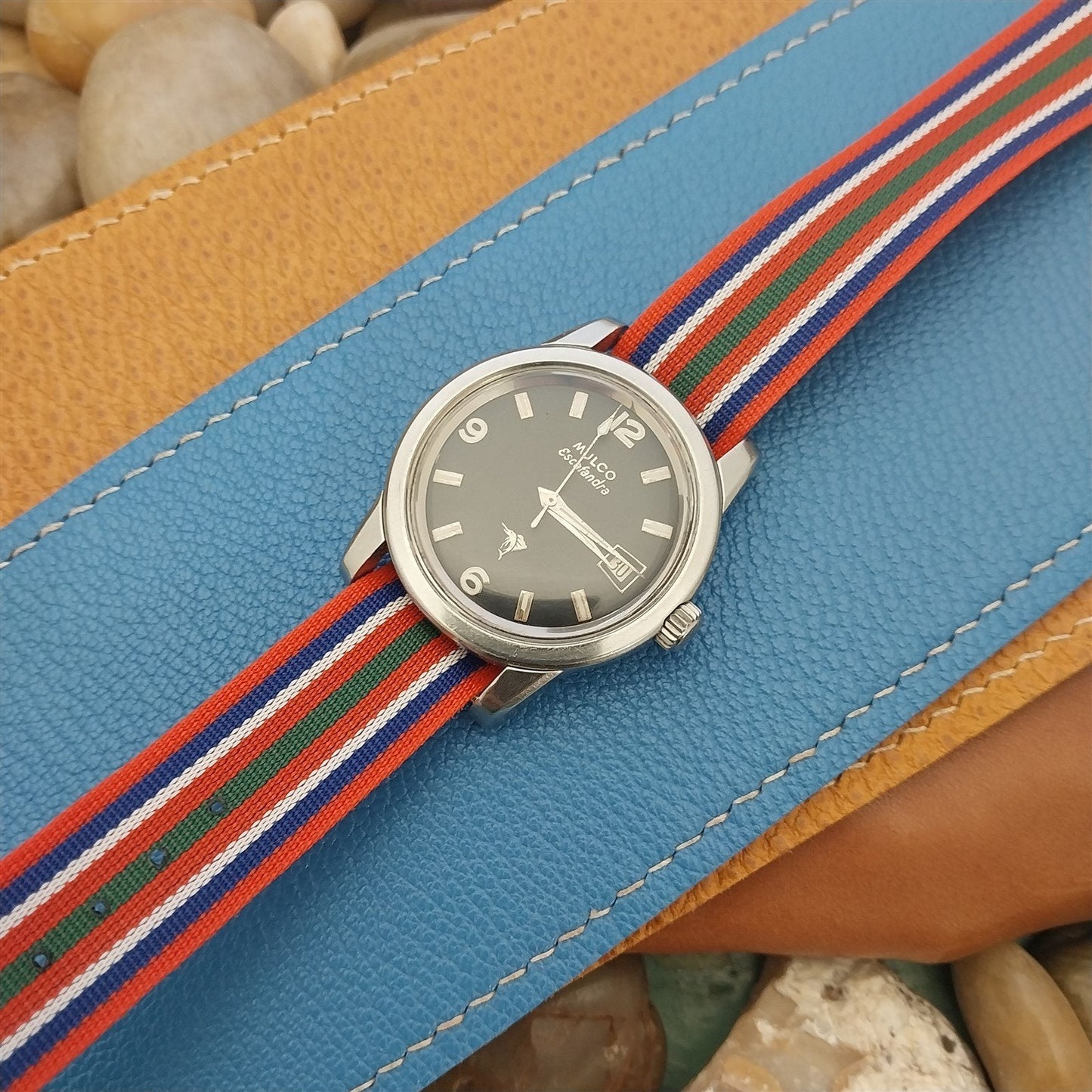 Classic 18mm Striped Perlon Reversible Unused 1960s-1970s nos Vintage Watch Band