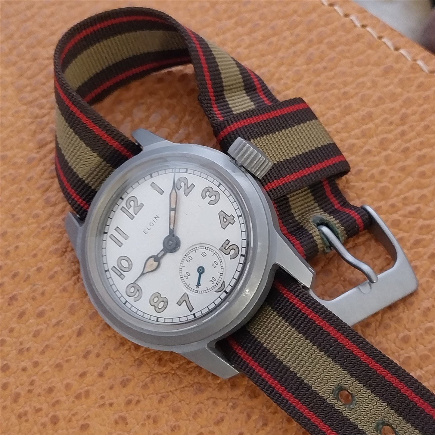 Vintage 5/8" 1950s Nylon Regimental Stripe Classic Single-Pass Unused Watch Band