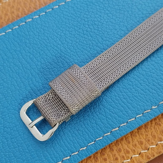 Vintage 15mm Gray Ribbed Nylon Single-Pass Short nos 1950s Classic Watch Band