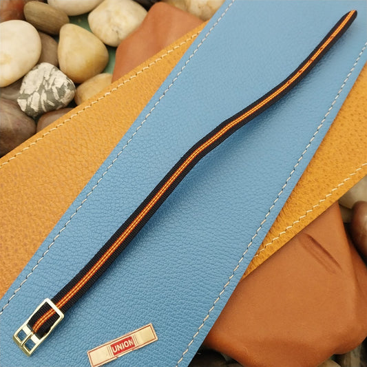 8mm Union Perlon Ladies Single Pass Blue Red & Yellow 1960s Vintage Watch Strap