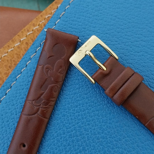 14mm Disney Mickey Mouse Brown Leather Unused Watch Strap
