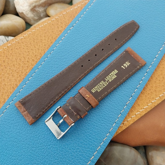 19mm Hadley Roma Brown Leather Classic Tapered 19/14 Vintage Watch Band