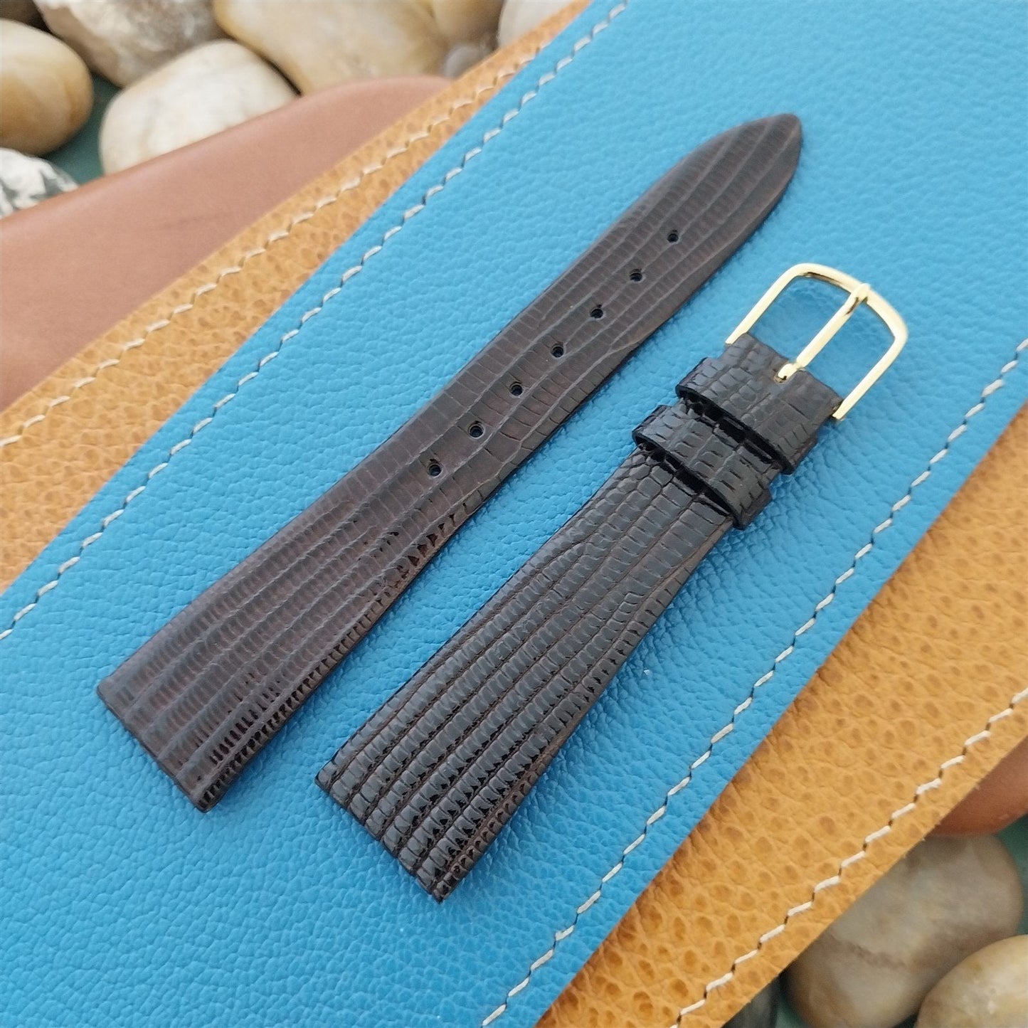 Vintage 19mm Hadley Roma Brown Tapered Lizard 19/14 Unused Classic Watch Band