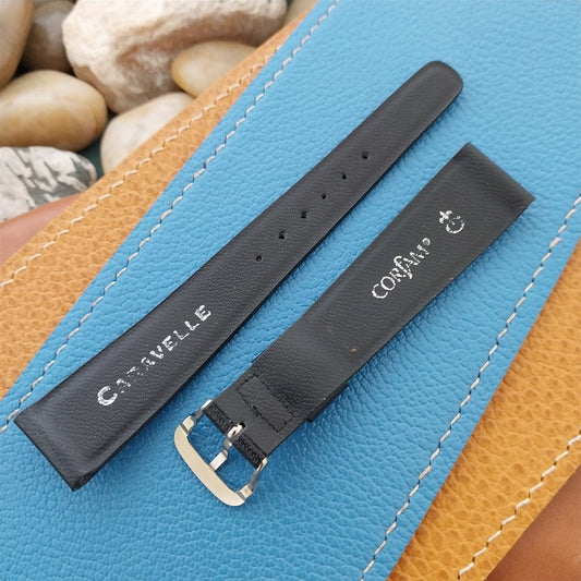 11/16 Caravelle Bulova Black Corfam Unused Classic nos 1970s Vintage Watch Band