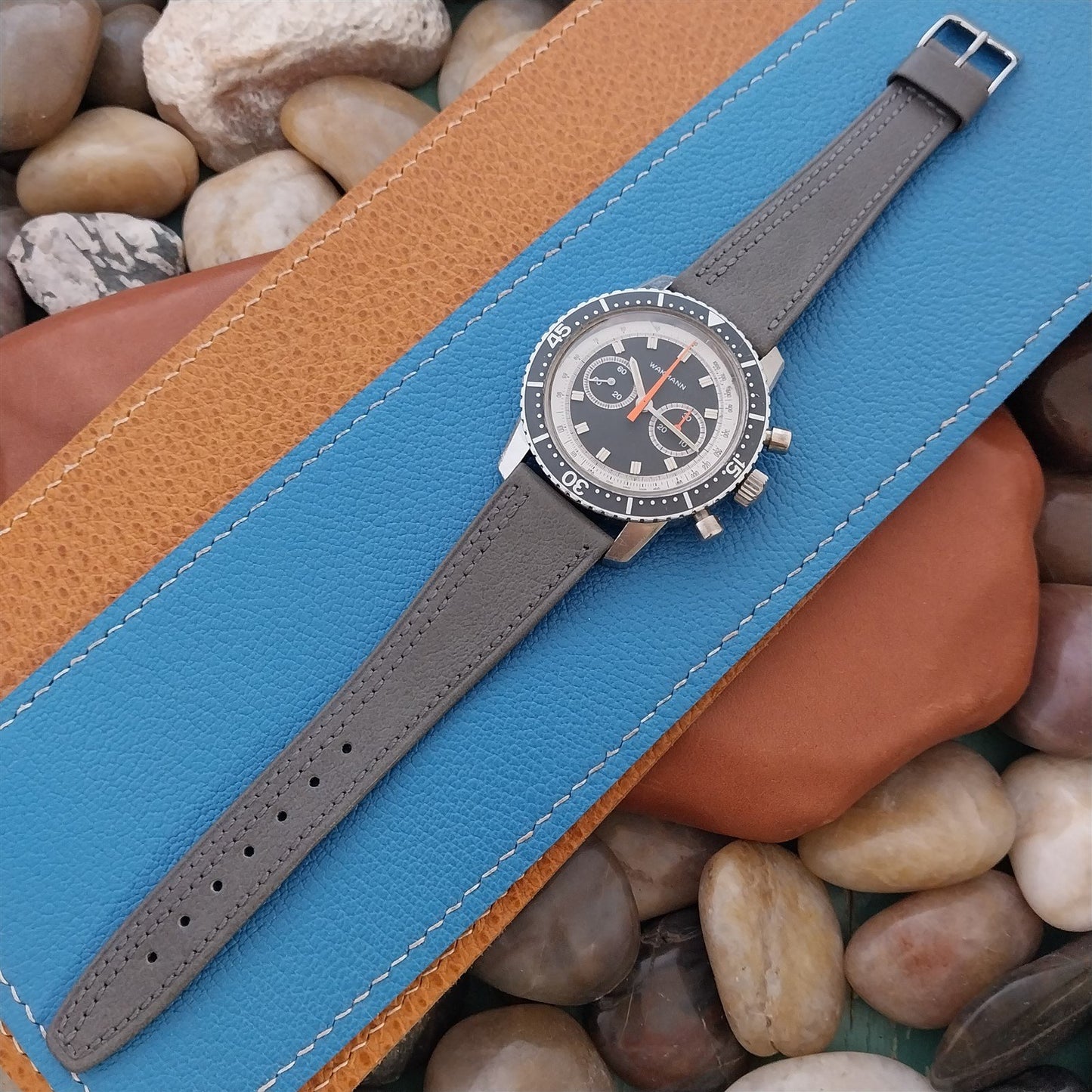 20mm Hirsch Classic Tapered Gray Leather 20/14 Unused Watch Strap