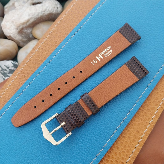 16mm Hirsch Classic Tapered Brown Lizard Grain Leather 16/14 Unused Watch Band