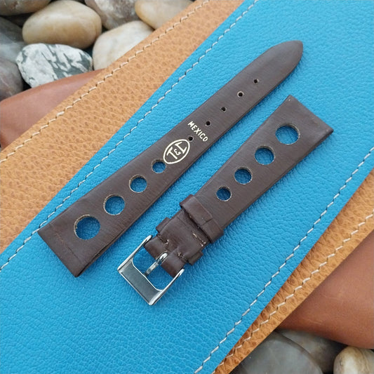 Vintage 20mm 1970s Brown GT Rally Town & Country Classic Tapered nos Watch Band