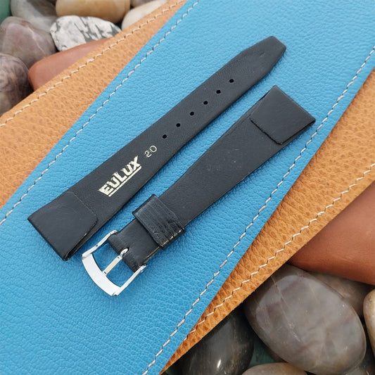 Vintage 20mm 1970s Black Calf Wire Lug Classic Tapered nos Watch Band