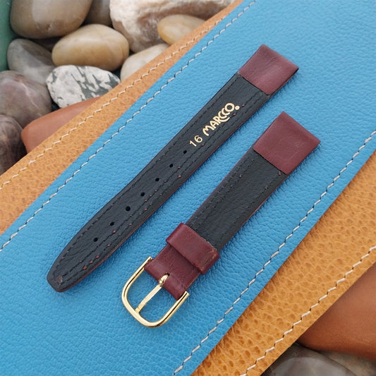 16mm Hirsch Burgundy Unpadded Leather Unused Tapered 16/14 nos Watch Band