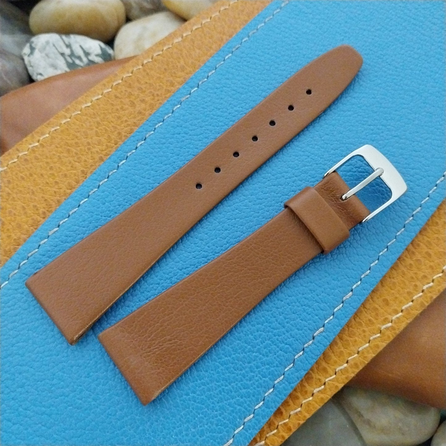 20mm Hirsch Brown Calfskin Tapered Leather 20/14 nos Unused Vintage Watch Band