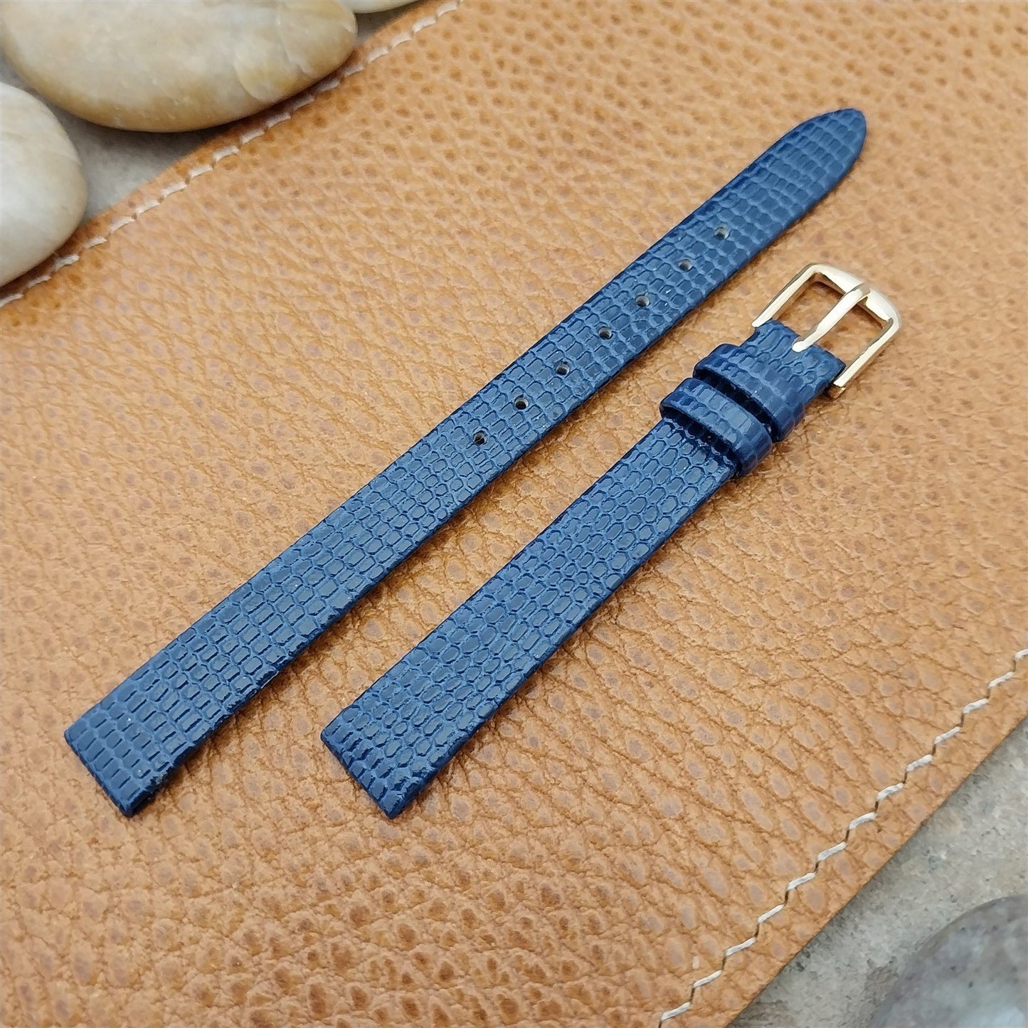 Vintage 10mm Speidel Blue Imitation Iguana Lizard Unused Classic Watch Band