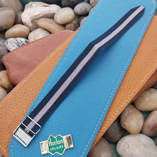 Vintage 18mm Striped Perlon Reversible Single Pass Unused nos 1960s Watch Band