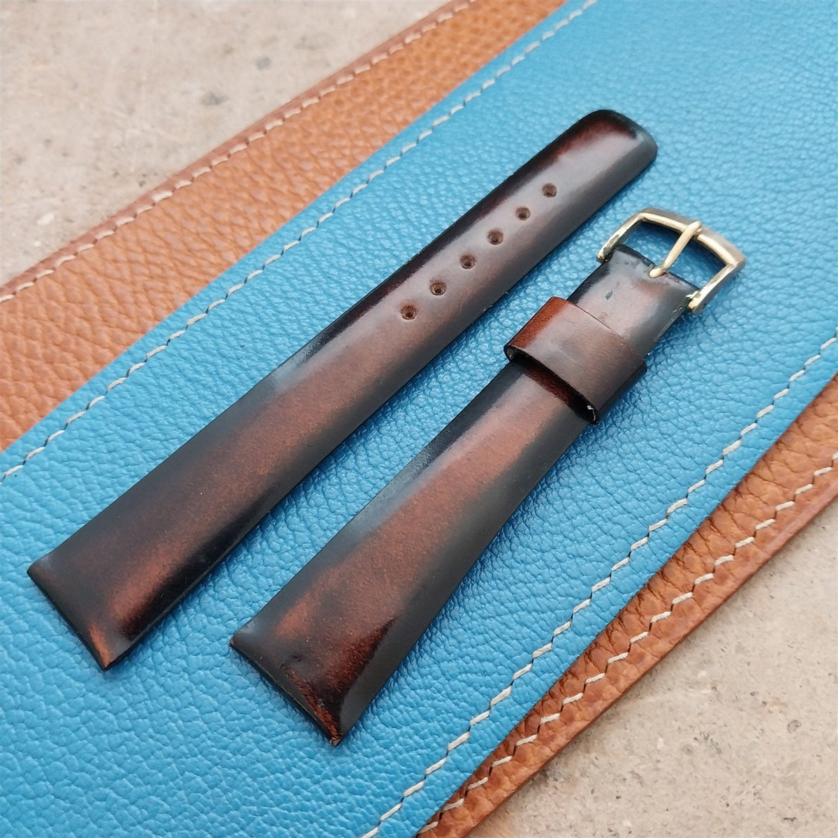 Vintage 18mm Alexander Antica Brown Fade Leather 1960s Watch Strap