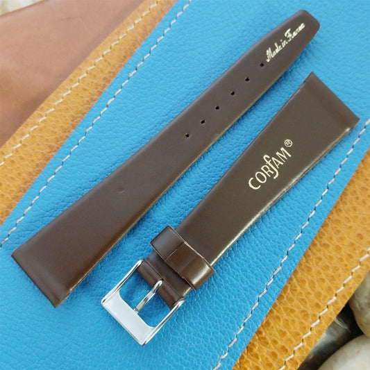 Vintage 20mm Brown Corfam Unused Alexander Tapered 20/14 NOS Classic Watch Band