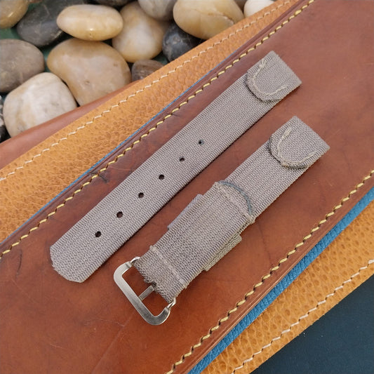 Vintage Gray 1940s 16mm Ribbed Rayon Nylon Two Piece Classic Unused Watch Strap