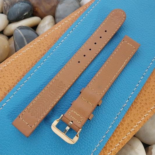 14mm Brown Leather Unused Classic Long 1940s-1950s Vintage Watch Band