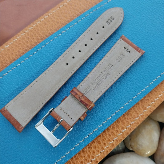 Hadley Roma USA 20mm Brown Padded Tapered Gator Grain Leather Unused Watch Band