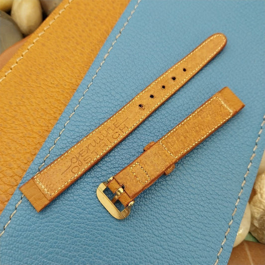 Vintage 11mm Tan Ostrich Classic Tapered Unused nos Ladies 1950s Watch Band