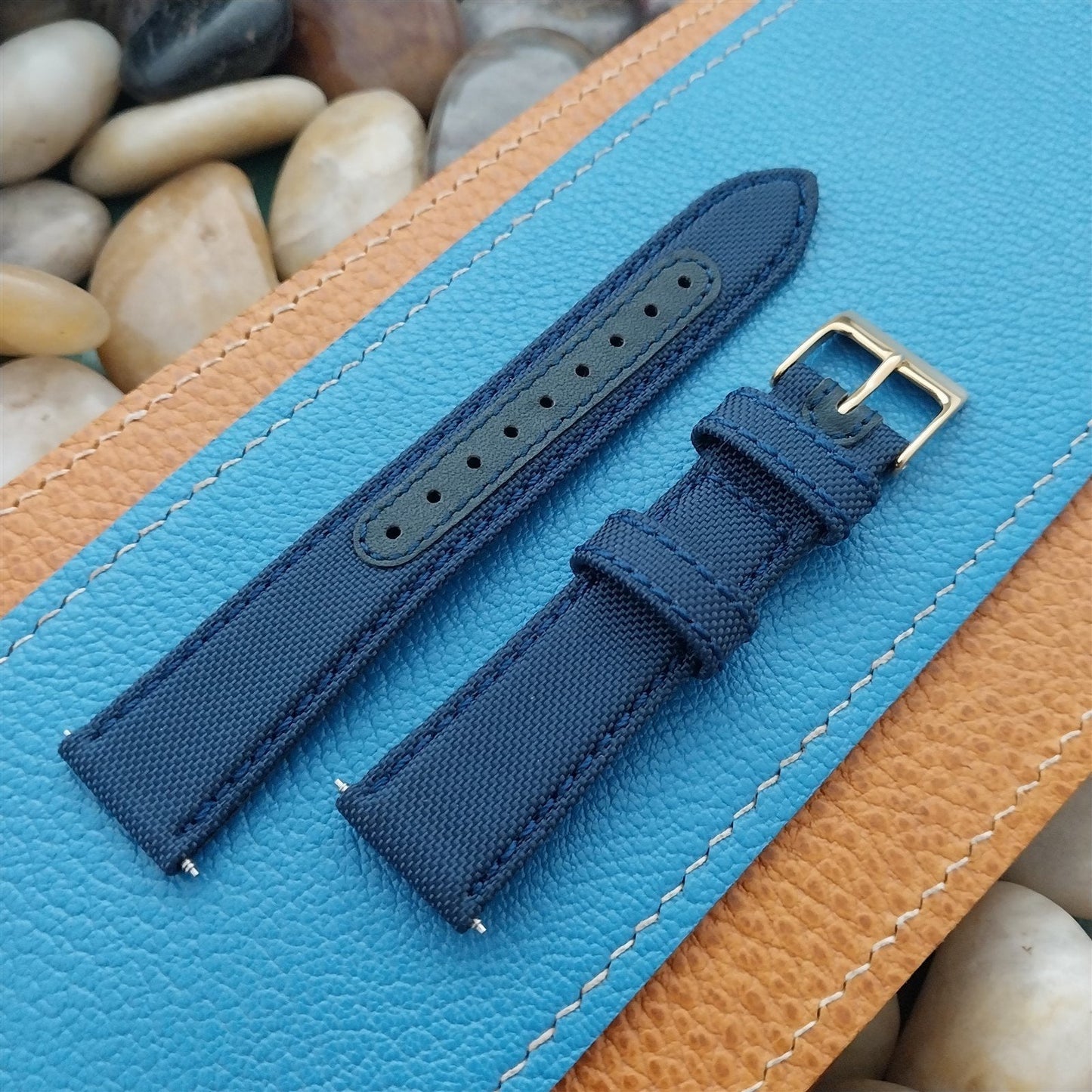 18mm Blue Sailcloth 2-Piece Tapered 18/16 Strap Roboband Unused Watch Band