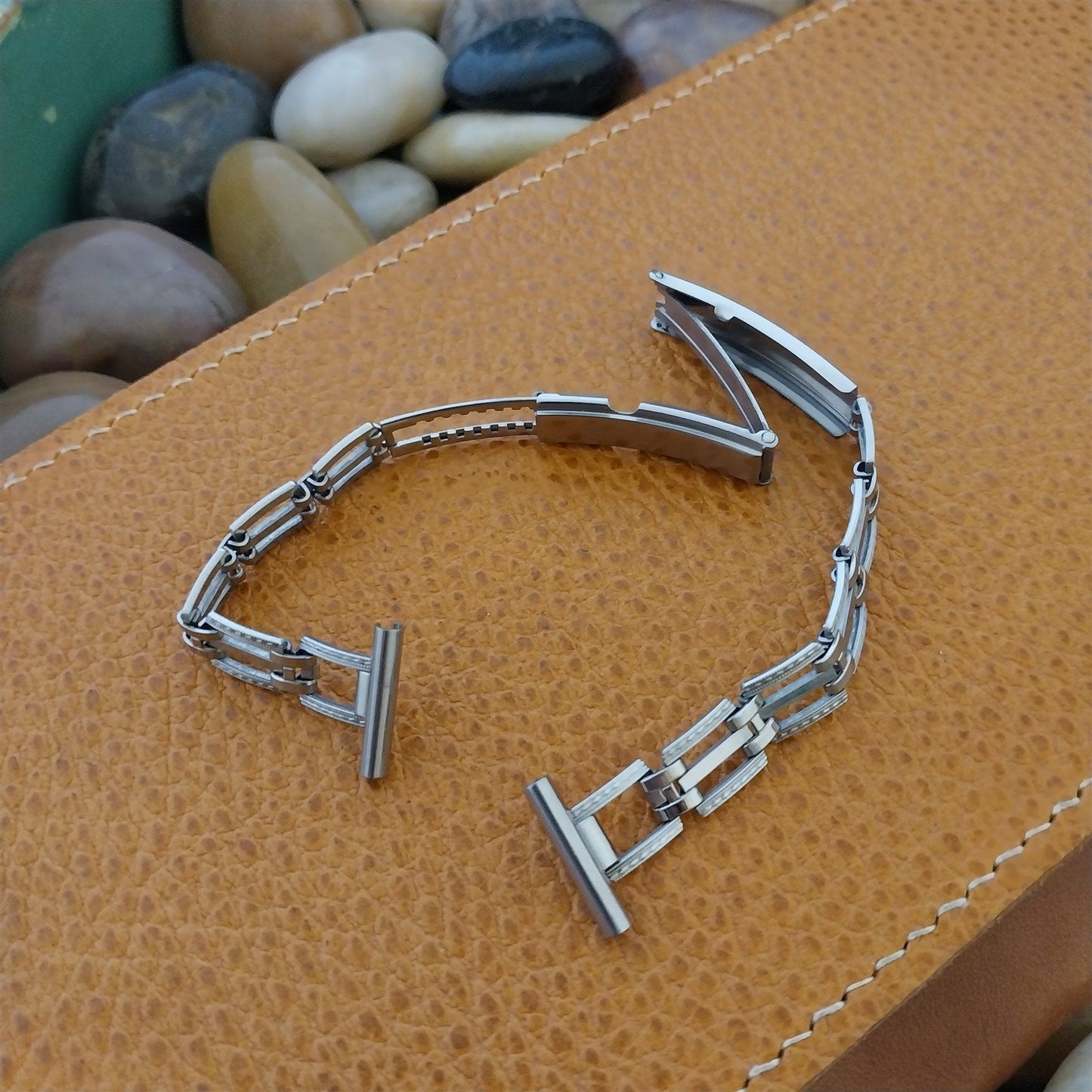 Vintage 30s 5/8" Antique Stainless Steel JB Champion Unused Art Deco Watch Band