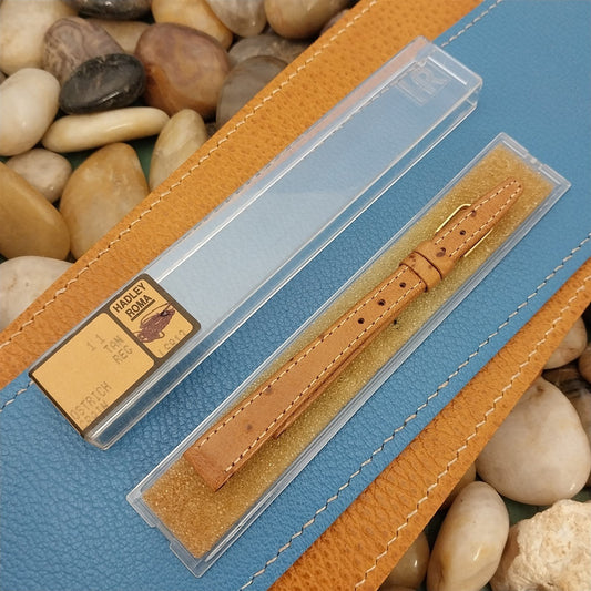 11mm Hadley Roma Tan Ostrich Grain Leather Classic Unused nos Vintage Watch Band