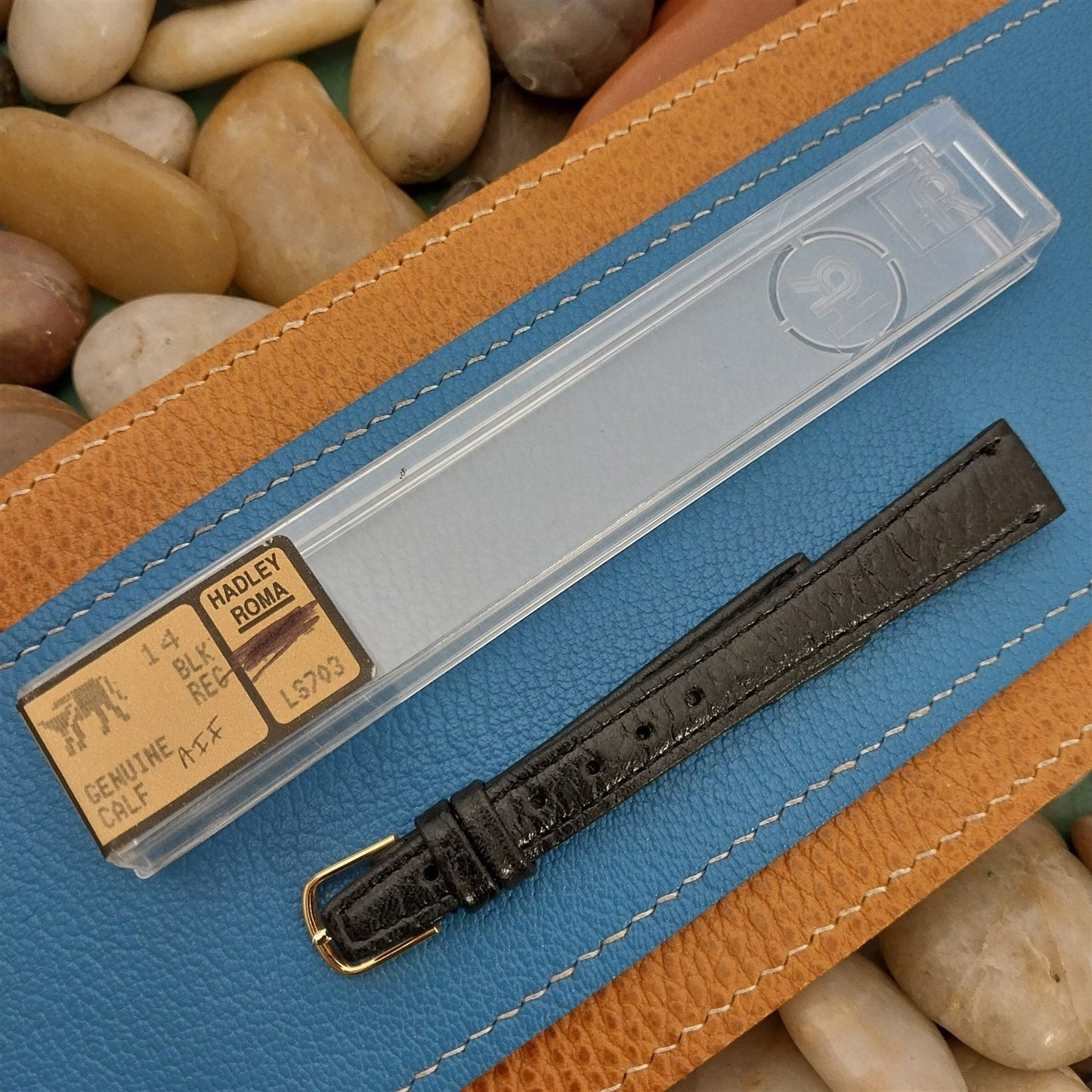 14mm Hadley Roma Black Calfskin Leather Ladies nos Unused Vintage Watch Band