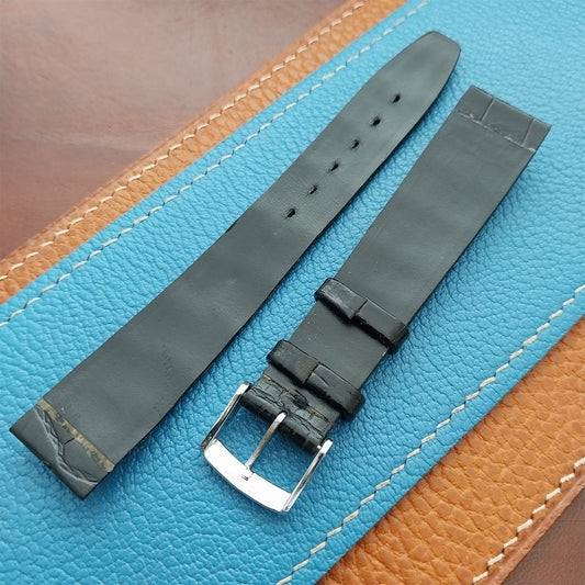 Vintage 17.7mm Alexander Black Thin Alligator-Grain Classic 1960s Watch Strap