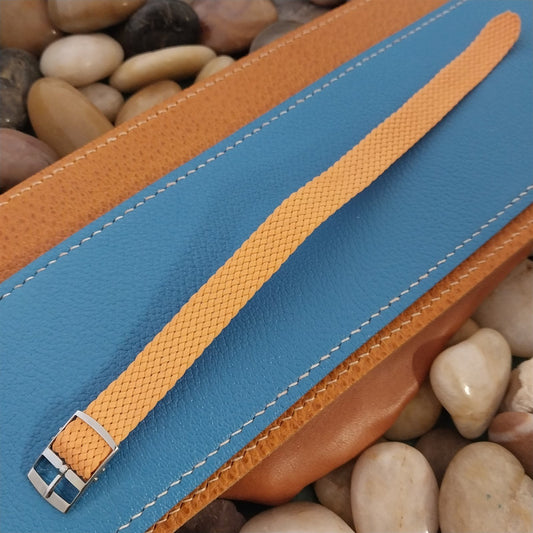12mm Italian Braided Perlon Ladies Orange Single Pass 1960s Vintage Watch Band