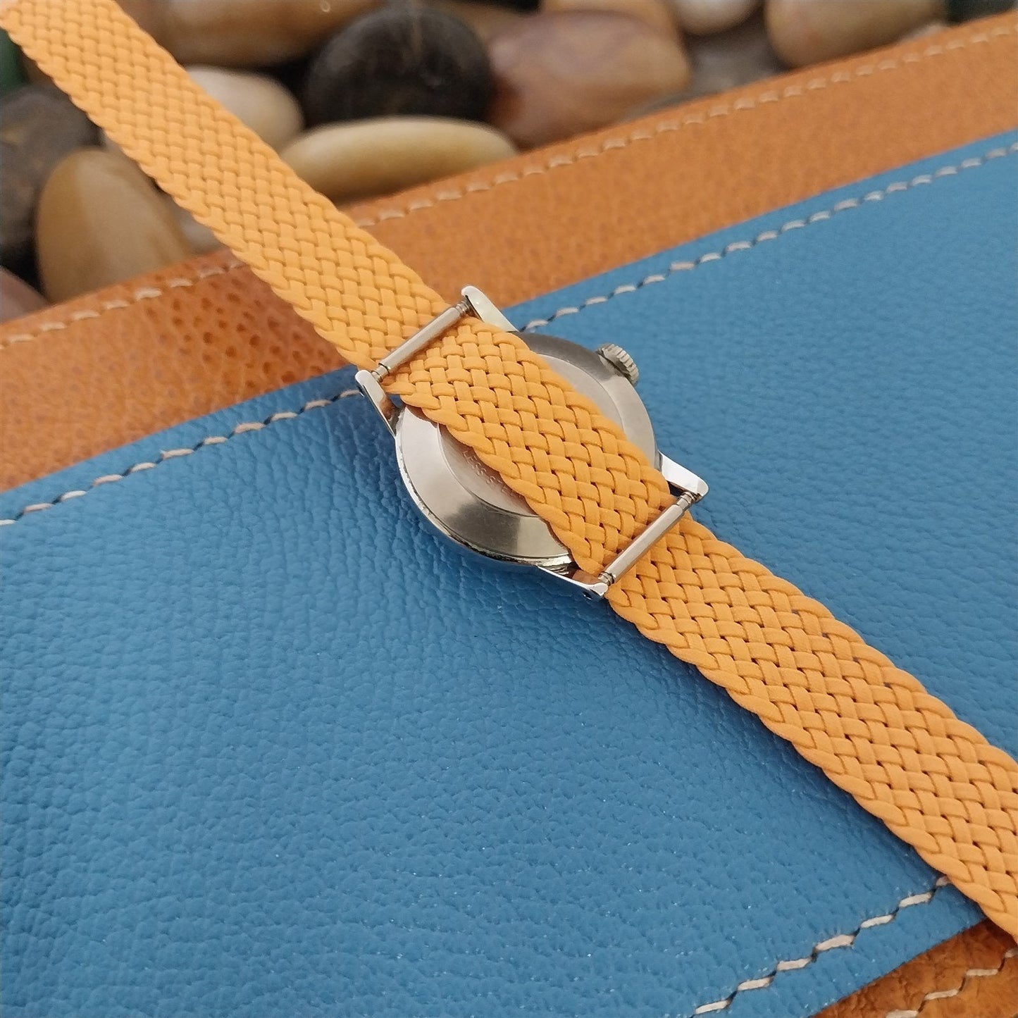 12mm Italian Braided Perlon Ladies Orange Single Pass 1960s Vintage Watch Band