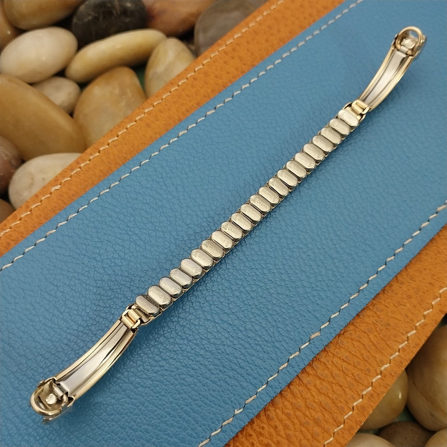 1950s Unused Ladies Yellow Gold-Filled Rhinestone Cocktail Vintage Watch Band