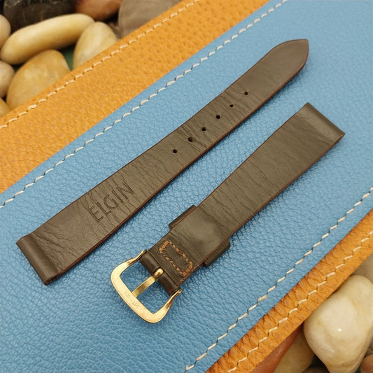 Vintage Elgin 5/8" Calf Leather Strap & 12K GF Buckle Unused 1950s Watch Band