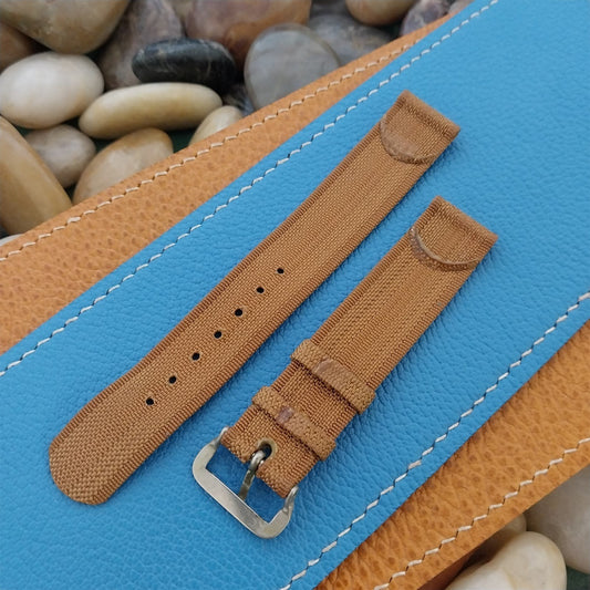 Vintage 1950s Gemex 16mm Brown Ribbed Nylon Two Piece Unused Field Watch Band