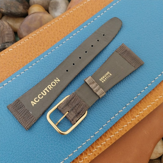 22mm Accutron Genuine Gray Lizard Classic Tapered nos Unused Vintage Watch Band